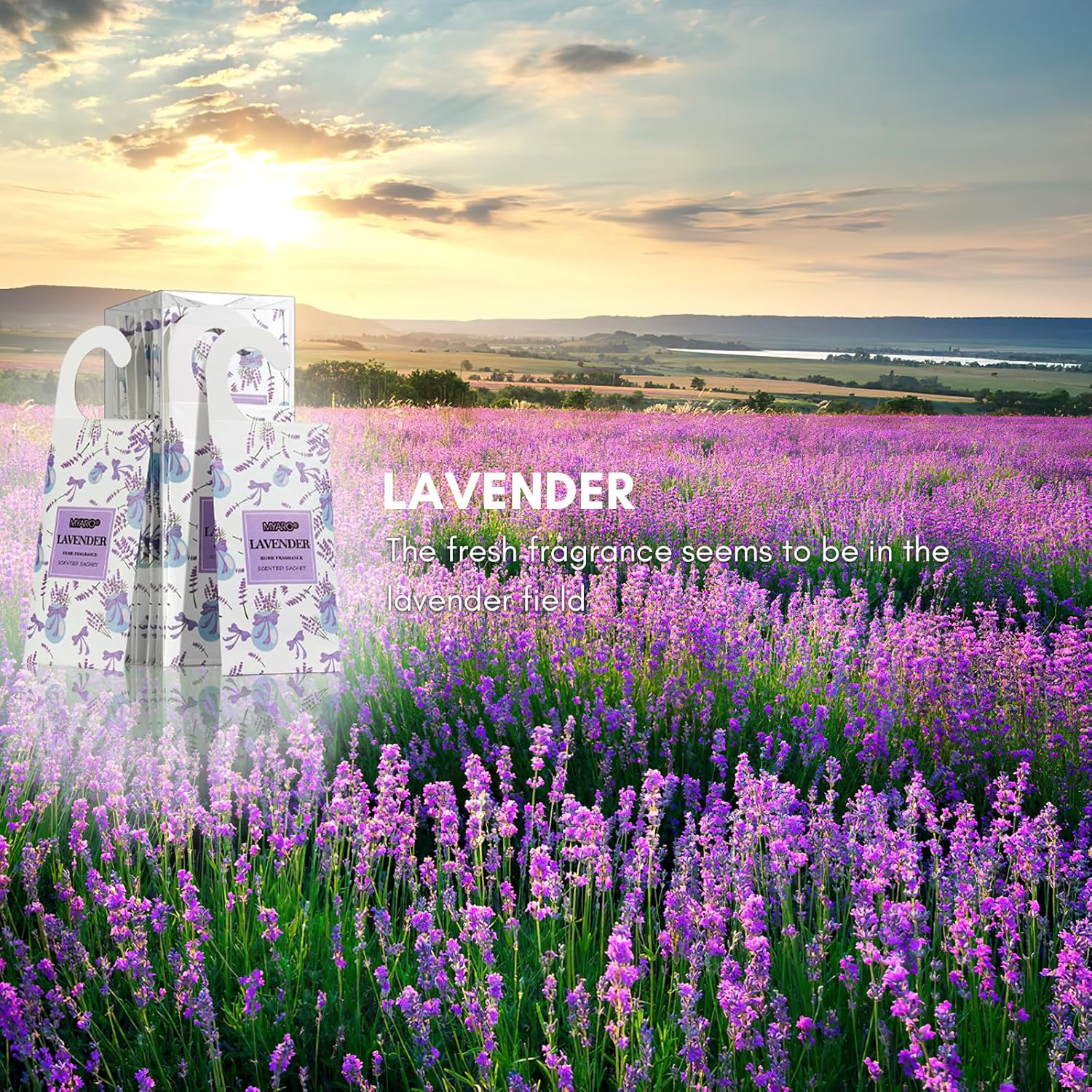 MYARO 12 Pack Lavender Gardenia Scented Sachets for Drawer Closet