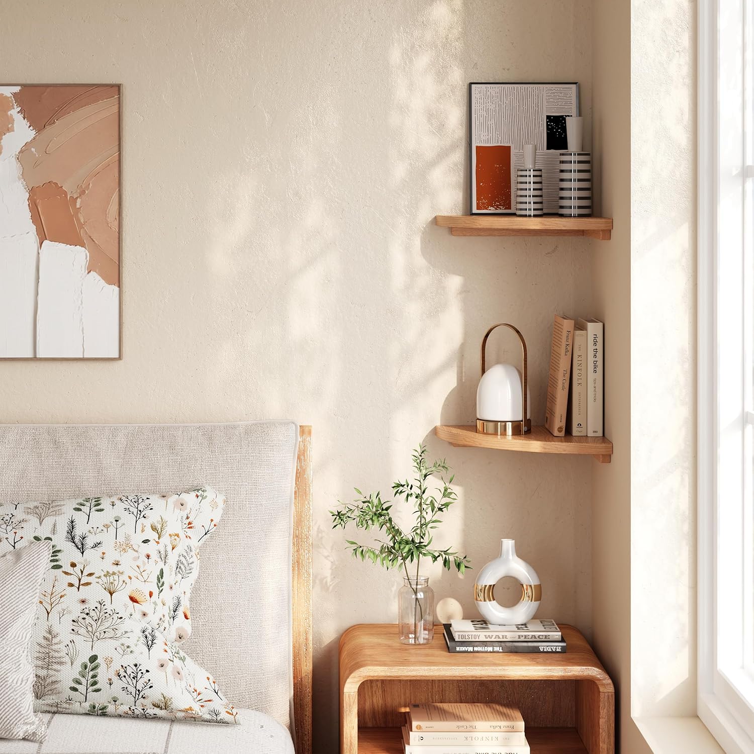 Floating Corner Shelves Oak 8 2-Pack