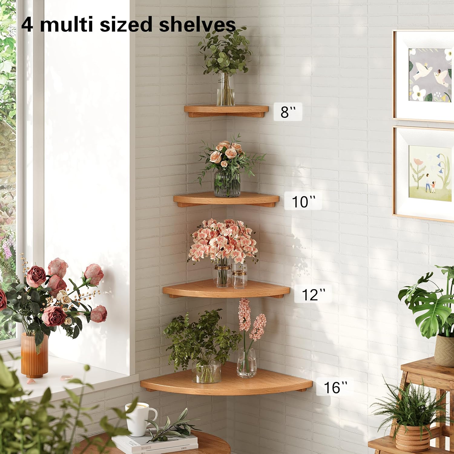 Floating Corner Shelves Oak 8 2-Pack