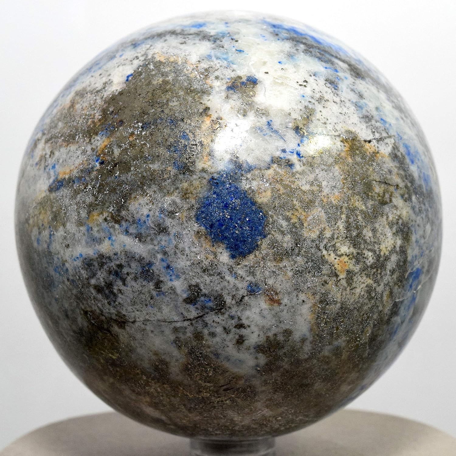 31 Inch Lapis Lazuli Sphere with Pyrite Blue Crystal Stone Ball - Afghanistan Included Stand