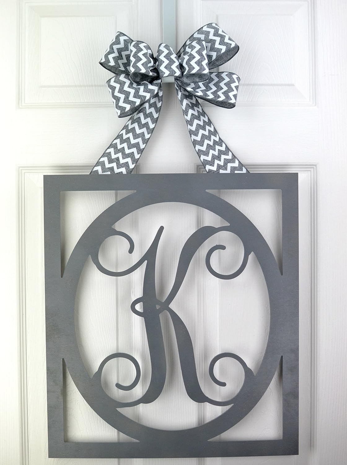 Black Monogram Door Hanger Custom Letter Wreath Choose Your Color
