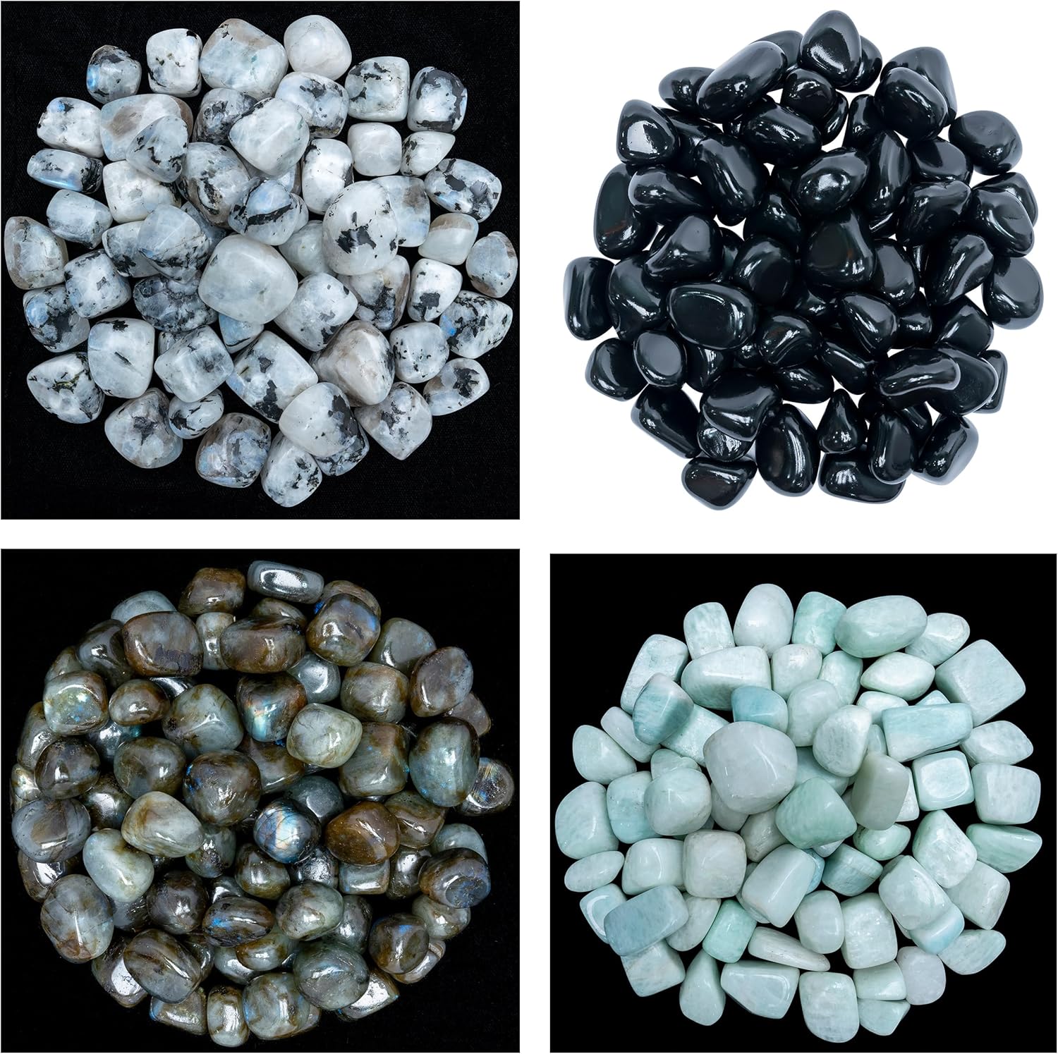 Labradorite Rainbow Moonstone Black Tourmaline Amazonite Tumbled Stones