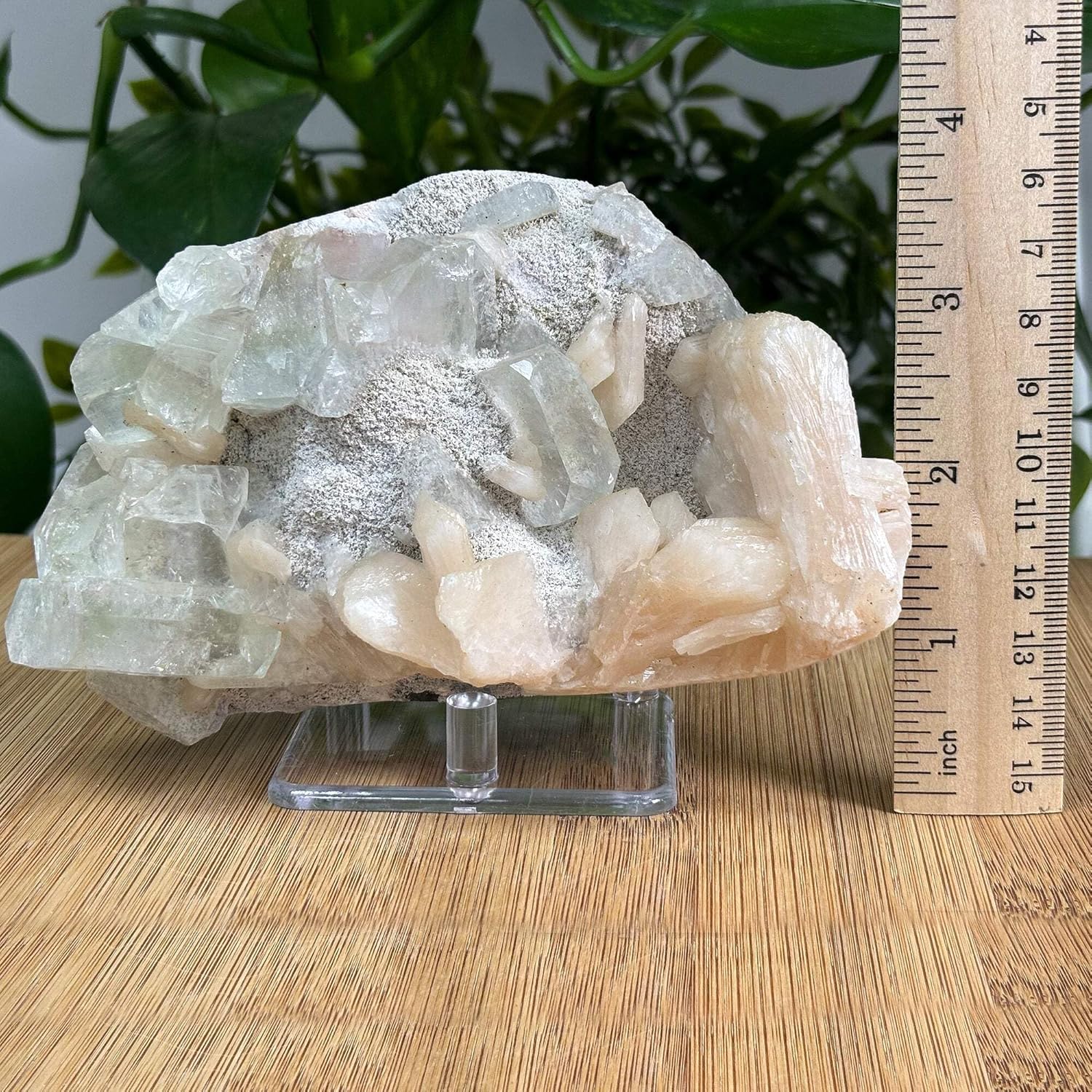 Natural Green Apophyllite Stilbite Gemstone Specimen