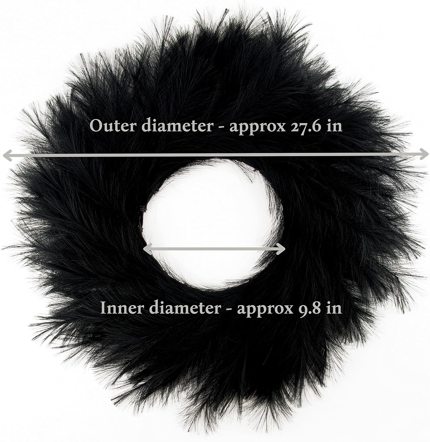 PERFNIQUE Pampas Grass Wreath 276 Inch Black Silk Boho Decor