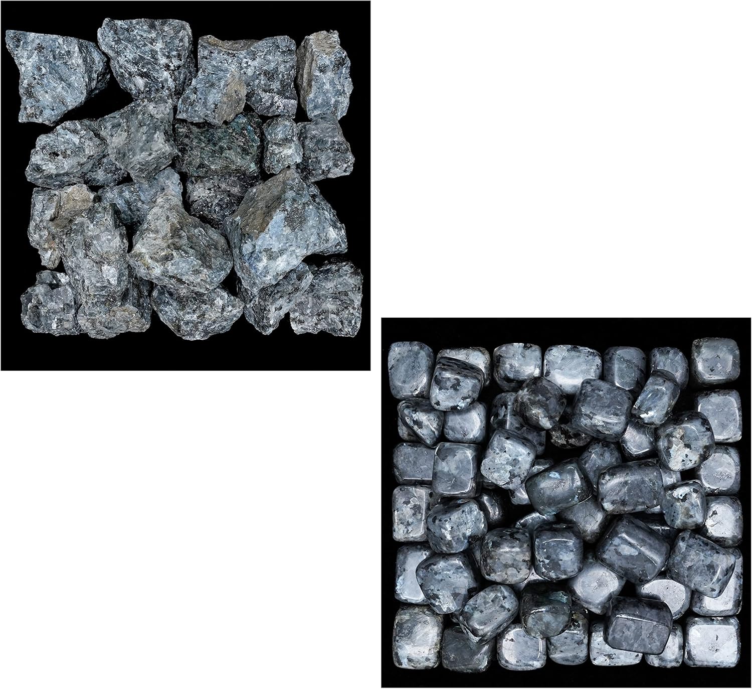 ZAICUS 1lb Larvikite Tumbled Stones for Decoration and Feng Shui