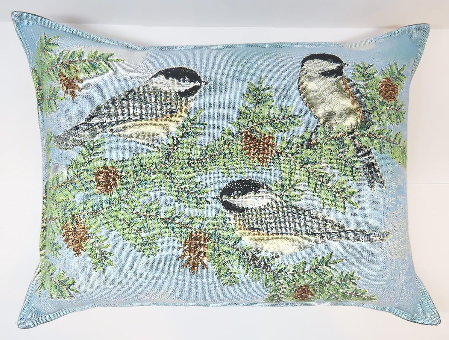 Chickadee Birds Tapestry 10x14 Balsam Fir Pillow Sachet Green Velvet