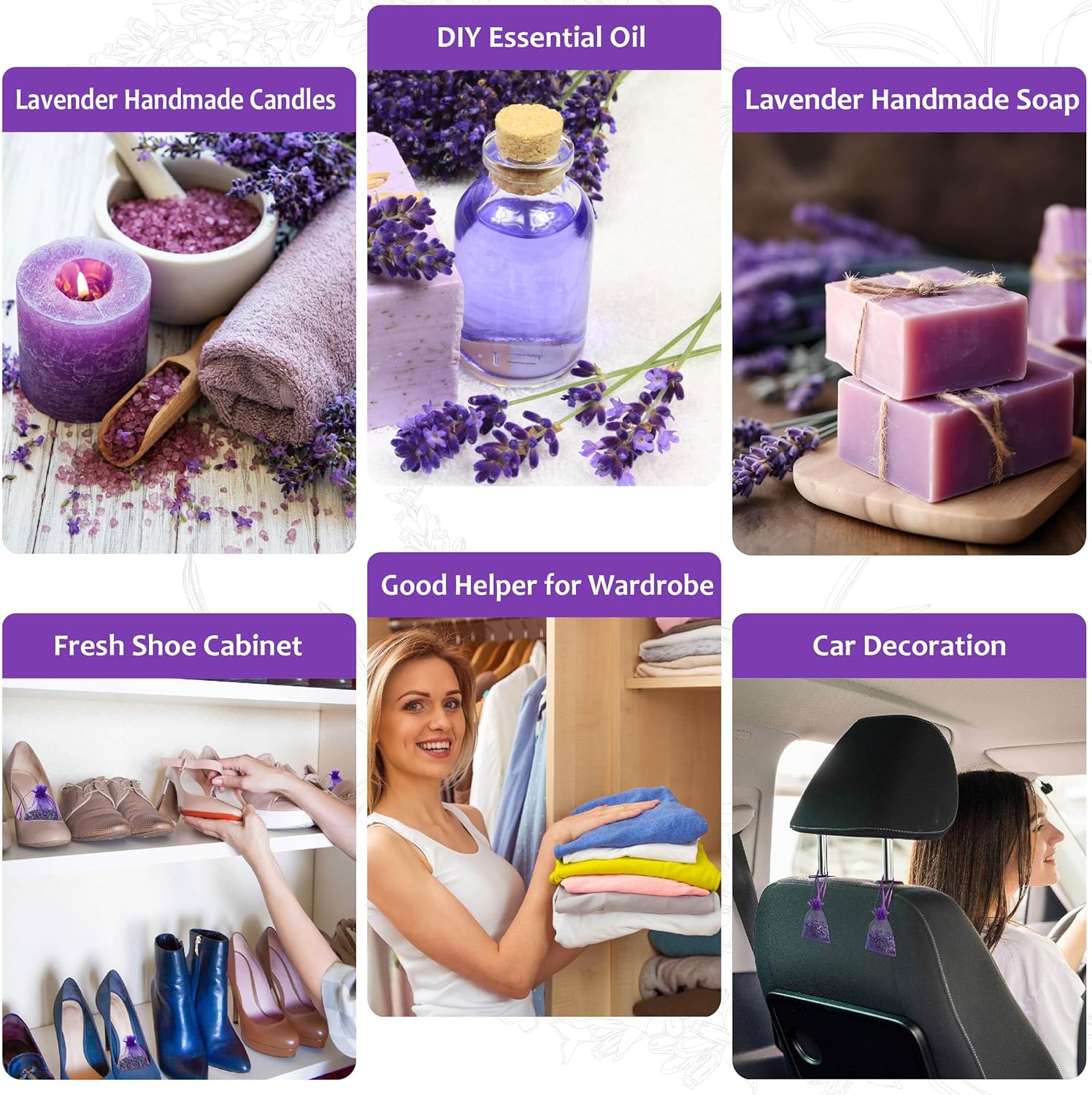 100 Dried Lavender Sachets for Closets and Drawers
