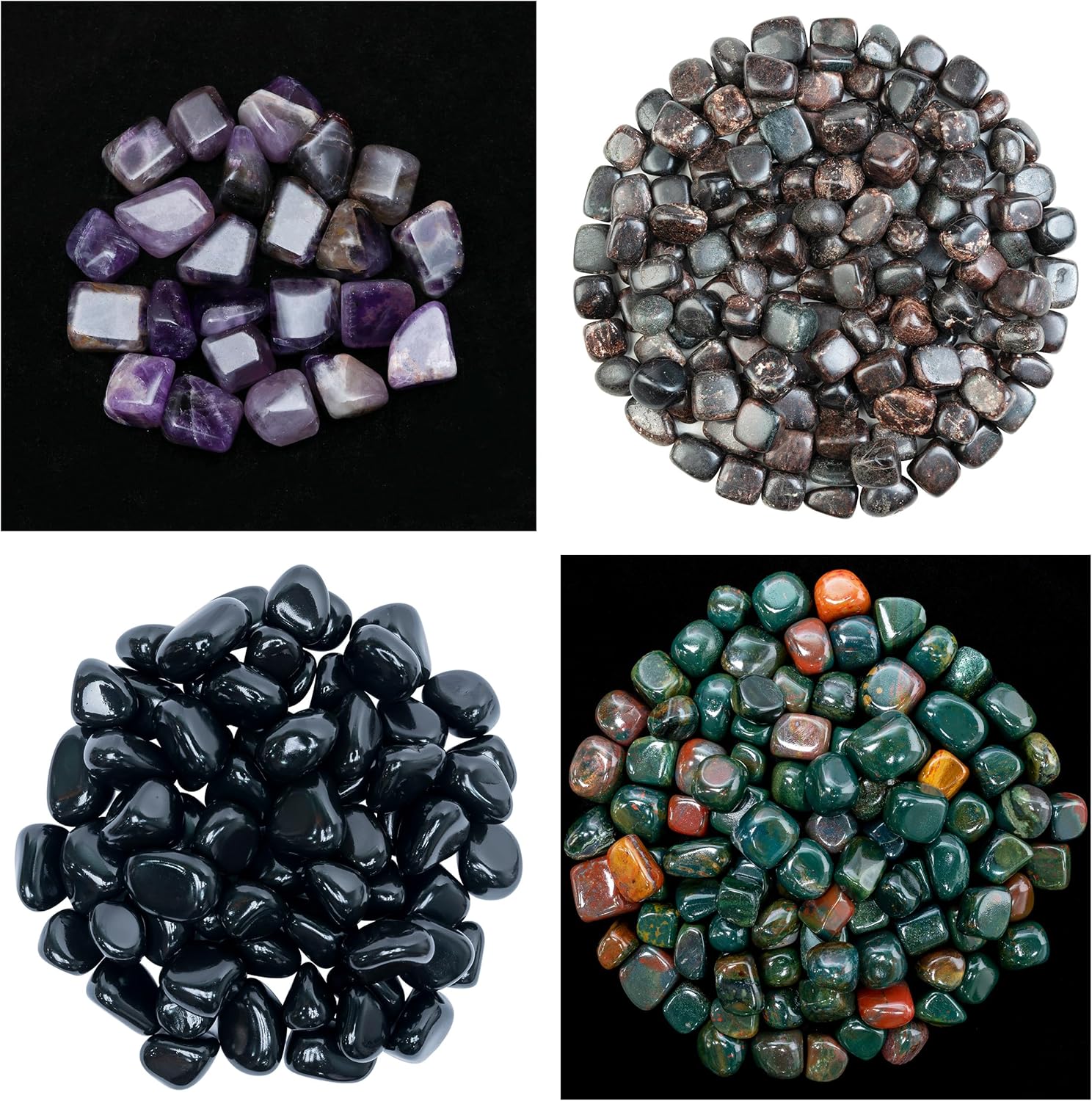 Bloodstone Amethyst Black Tourmaline Garnet Tumbled Stones Bulk