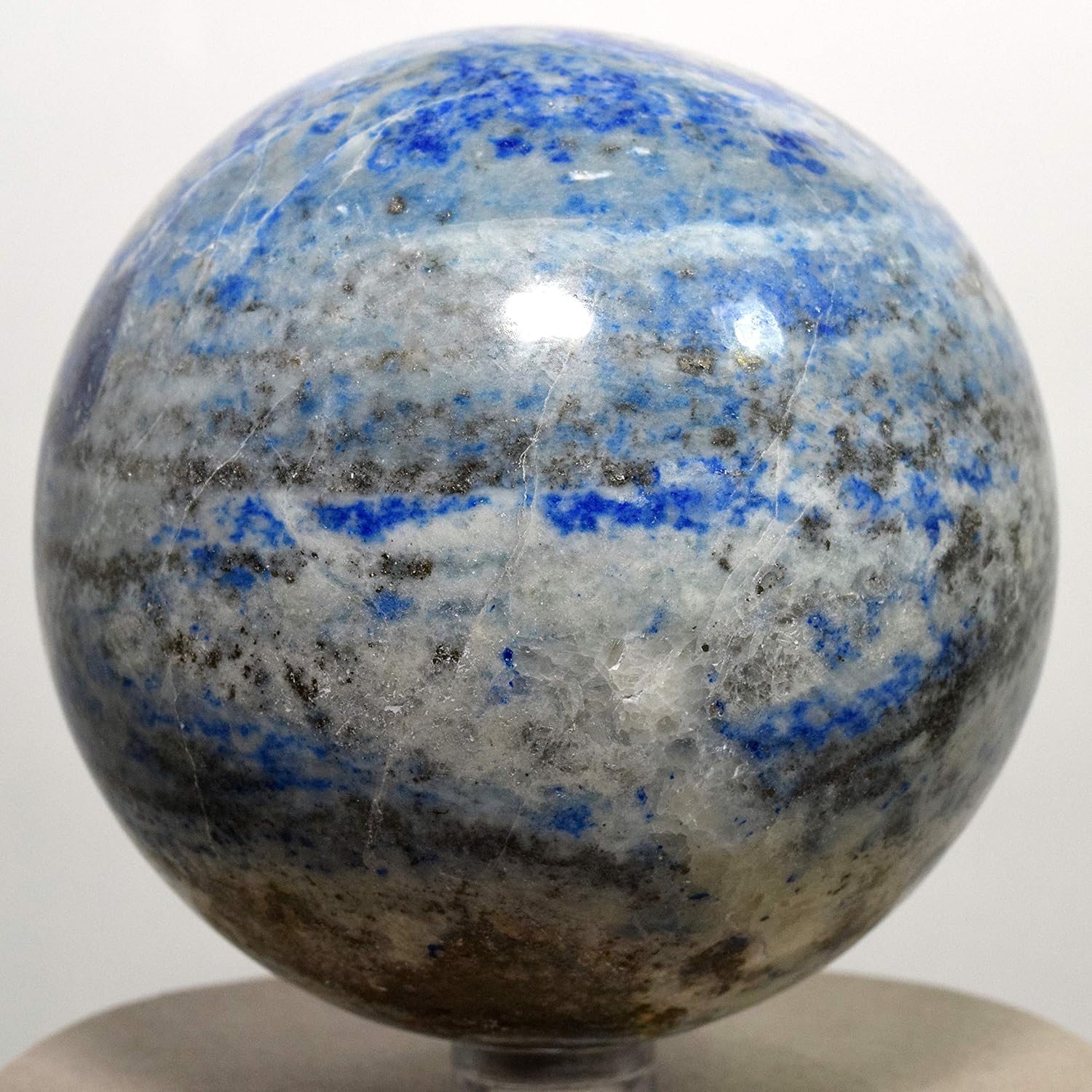 31 Inch Lapis Lazuli Sphere with Pyrite Blue Crystal Stone Ball - Afghanistan Included Stand