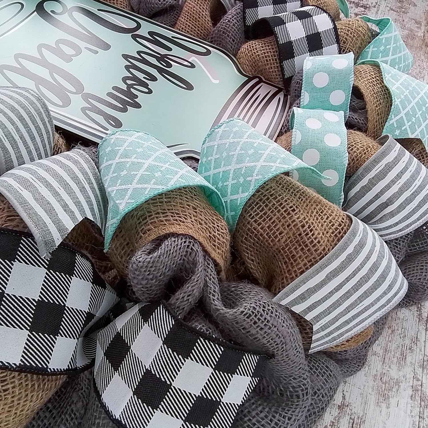 Welcome Yall Mason Jar Wreath with Grey Burlap