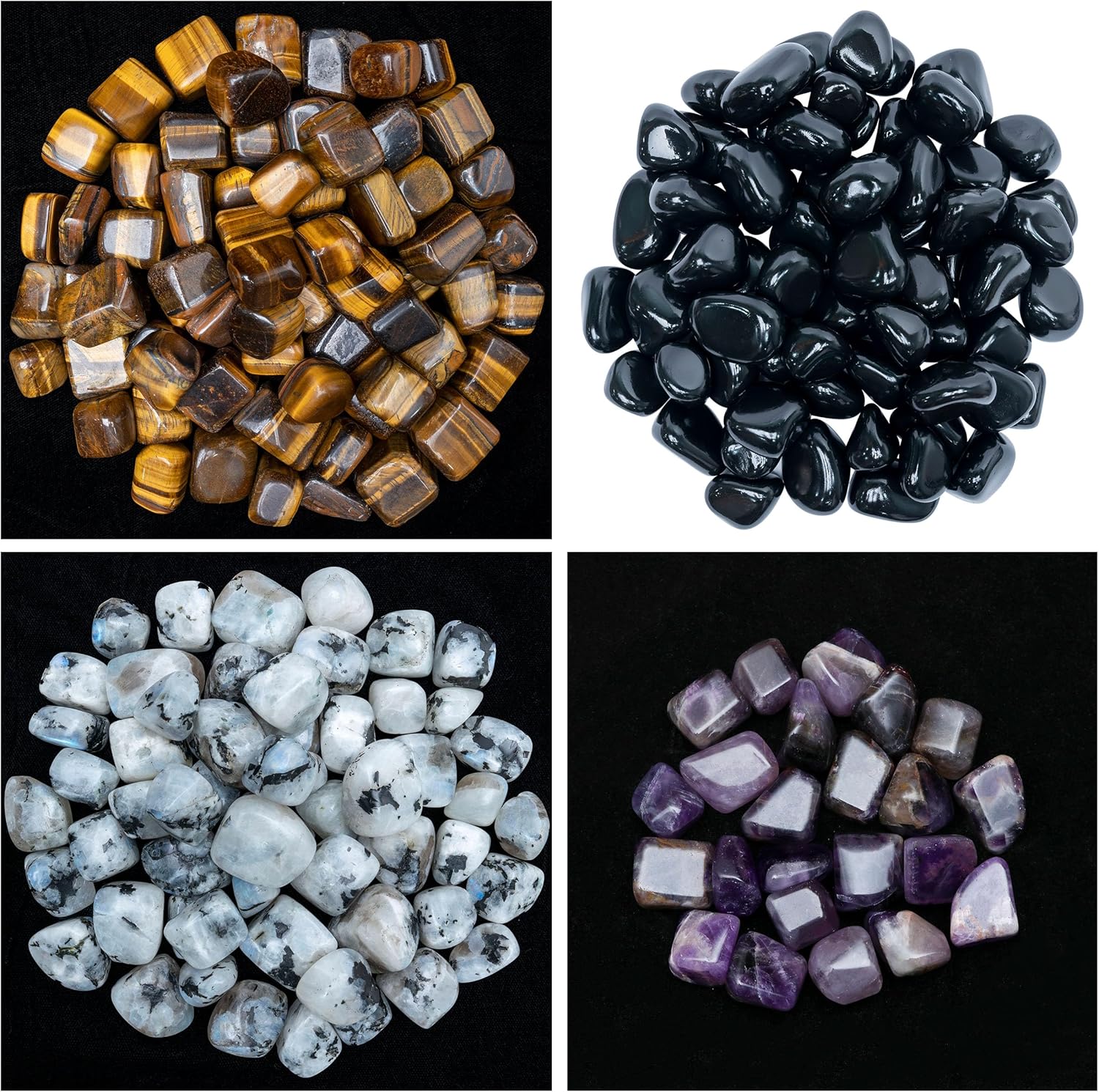 ZAICUS Tumbled Stones with Tiger Eye Amethyst Black Tourmaline Rainbow Moonstone