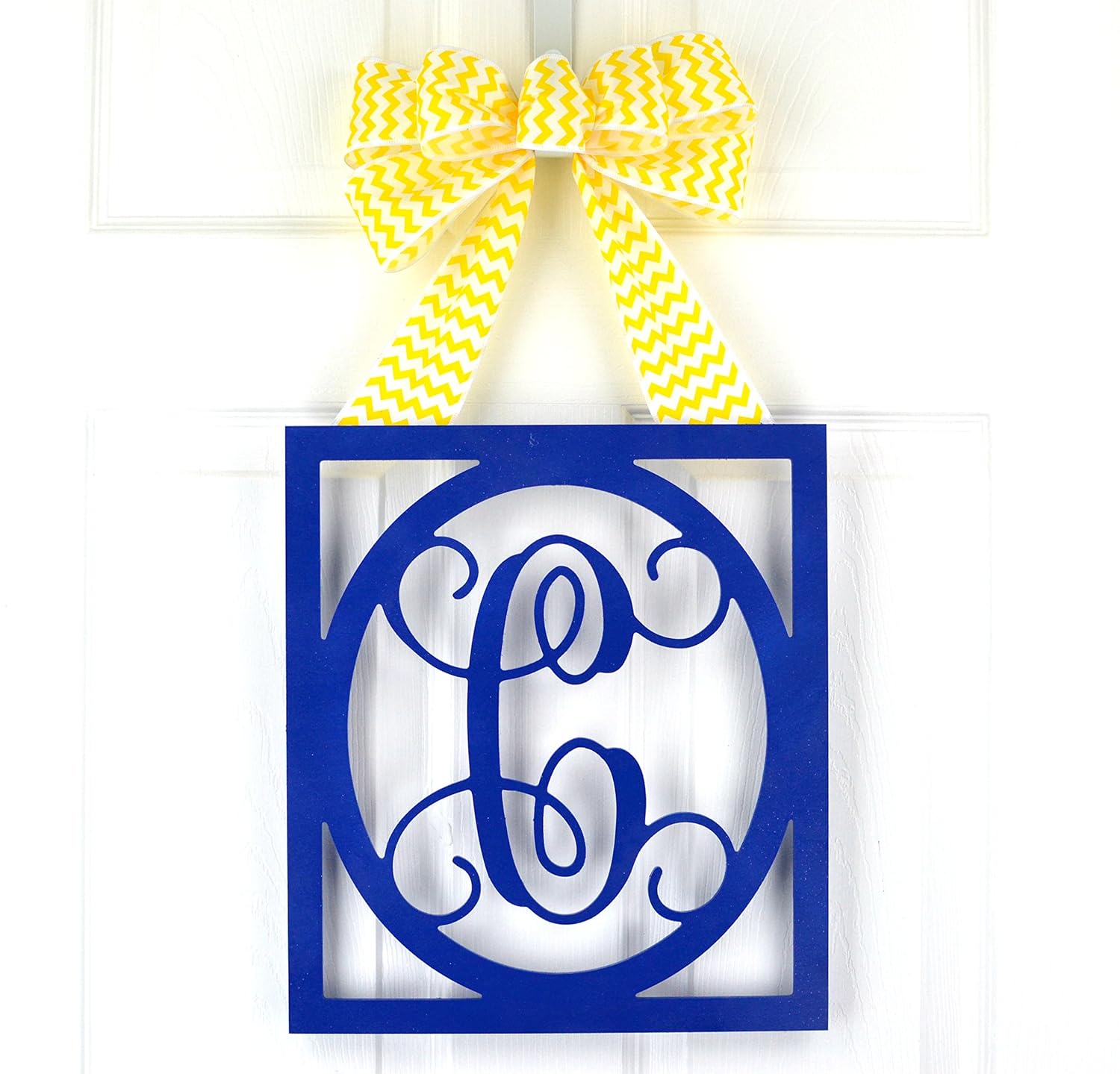 Black Monogram Door Hanger Custom Letter Wreath Choose Your Color