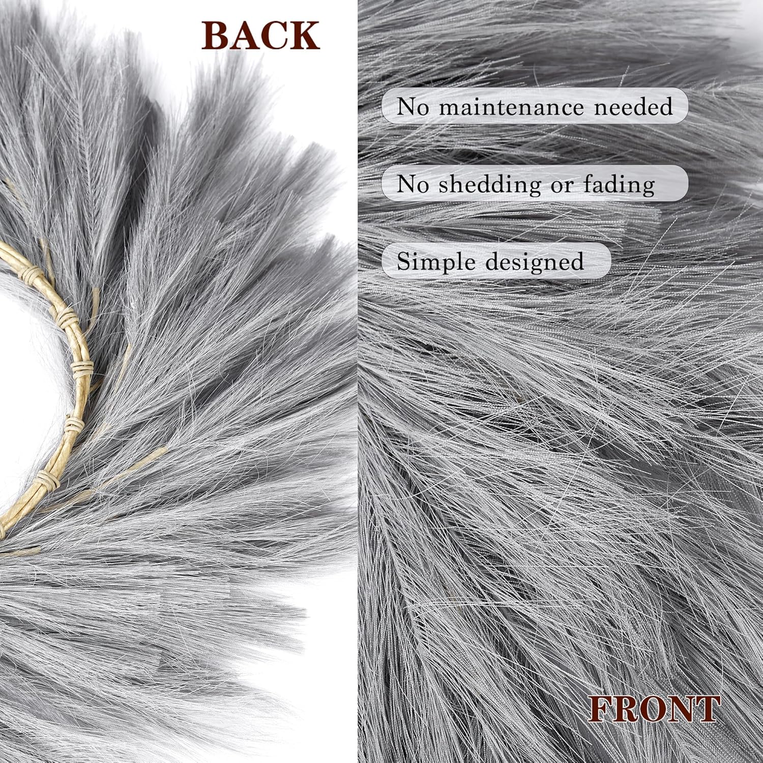 Sggvecsy 26 Inch Faux Pampas Grass Wreath for All Seasons
