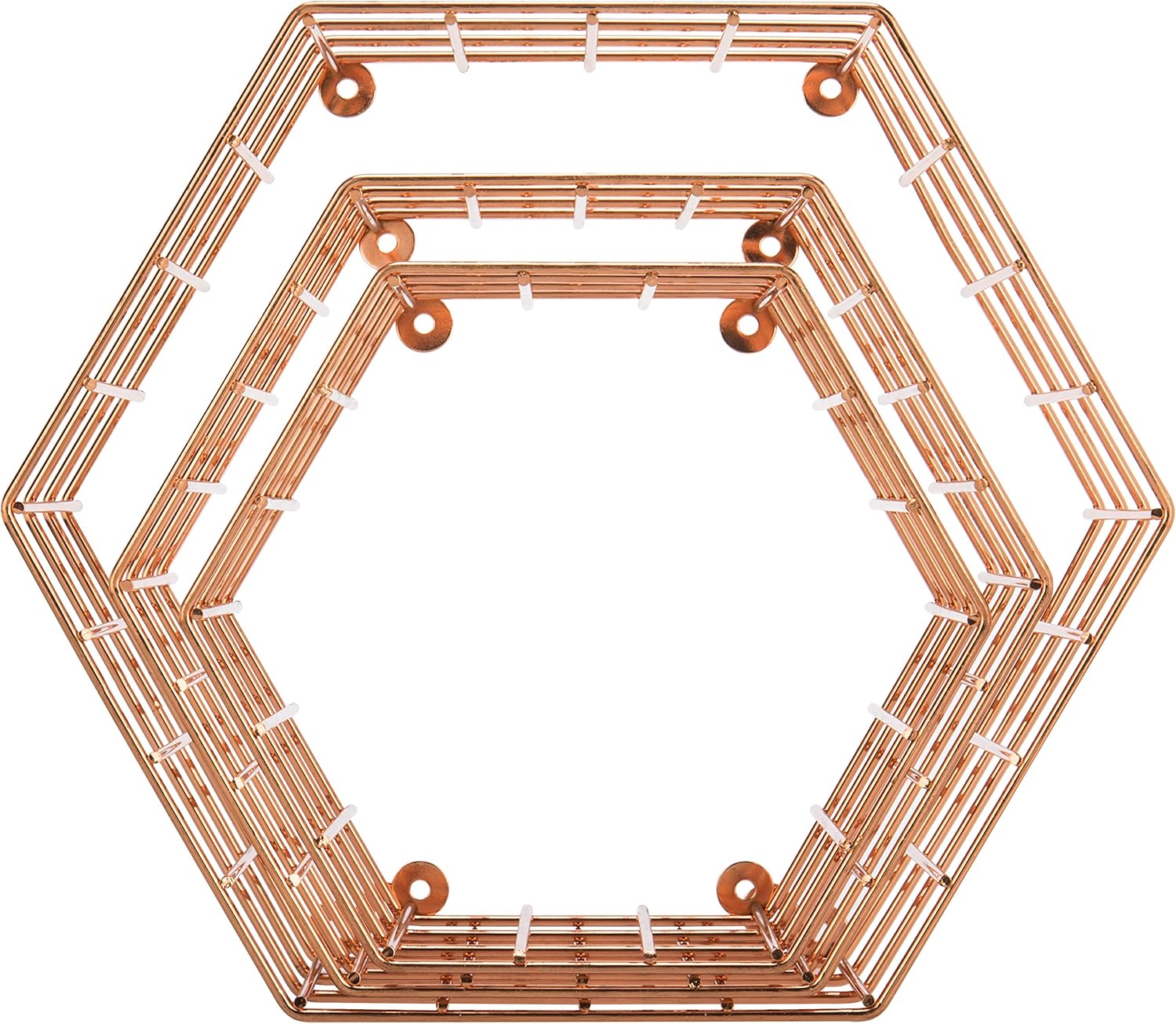MyGift Copper Floating Hexagon Shelves Set of 3