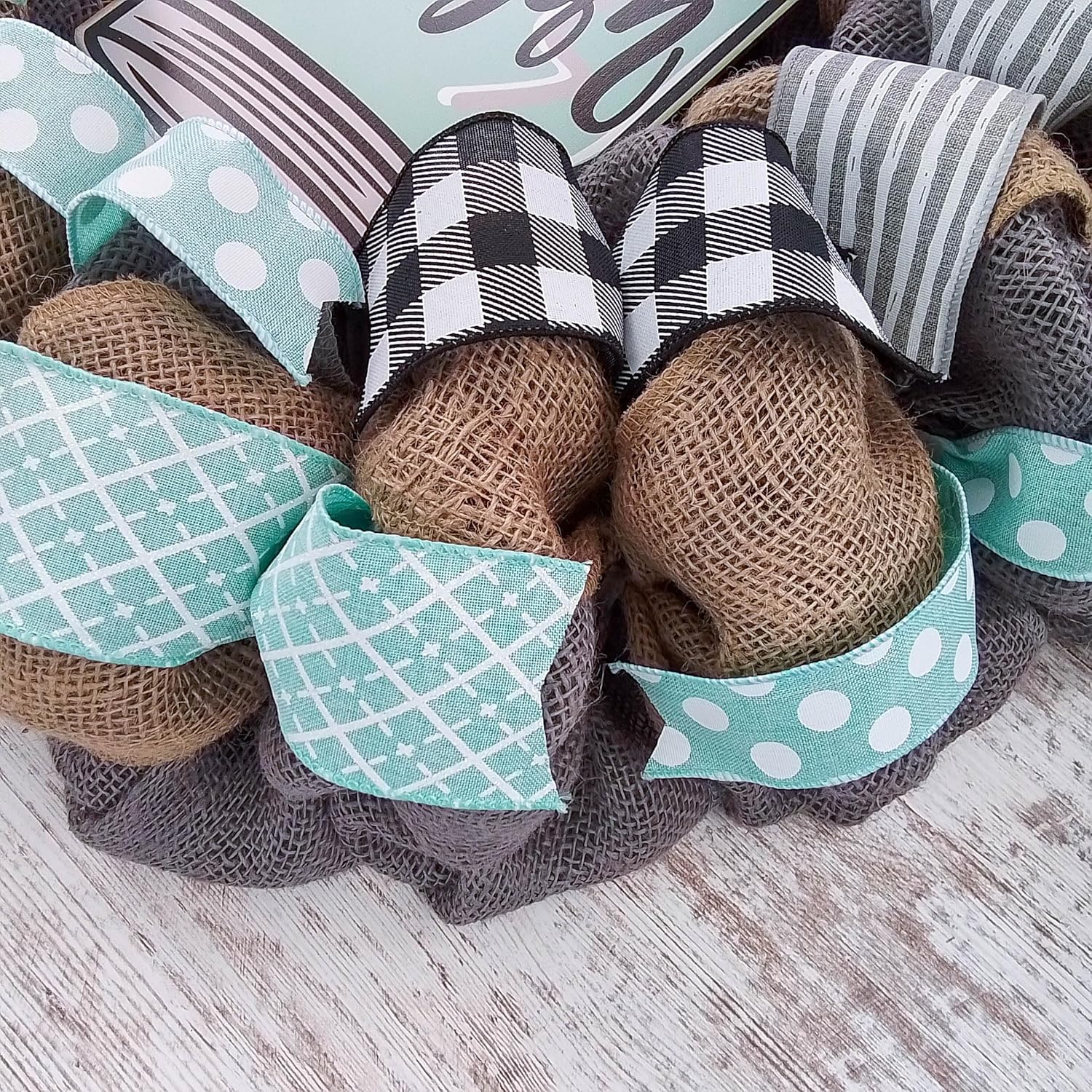 Welcome Yall Mason Jar Wreath with Grey Burlap